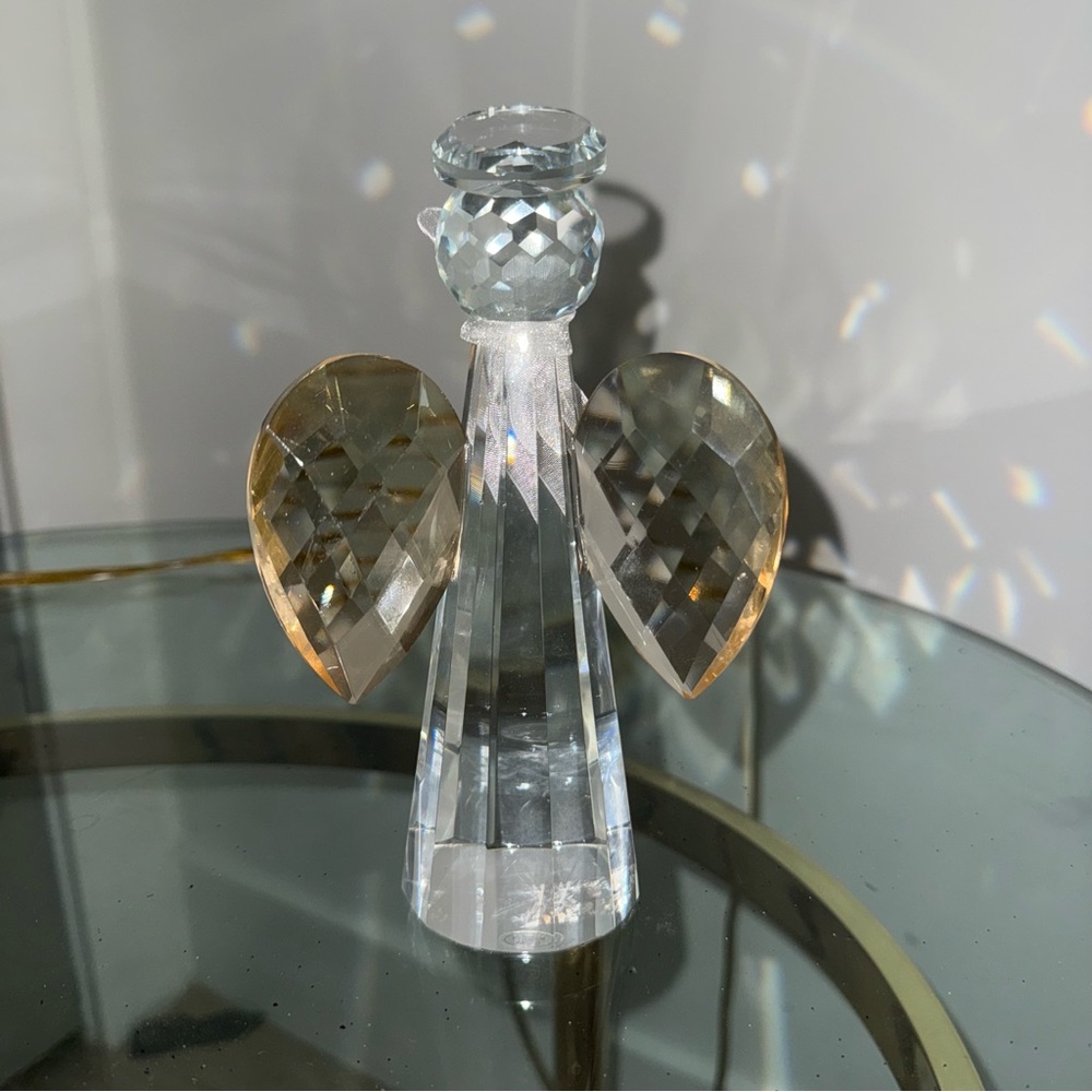 Crystal Angel Figurine with Gold Accents
